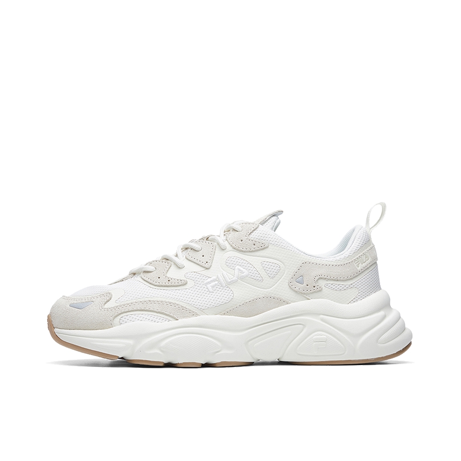 推荐商品：FILA/斐乐  Mars 火星 老爹鞋 防滑耐磨舒适透气百搭时尚复古休闲运动织物合成革软底 白灰色/棉花糖/豆腐黄色