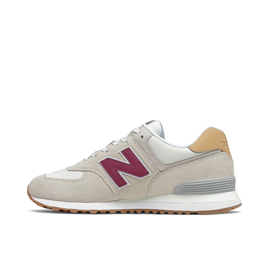 推荐商品：New Balance 574 运动休闲鞋 阿甘鞋 经典复古防滑耐磨缓震舒适透气时尚百搭轻便 米色/红色