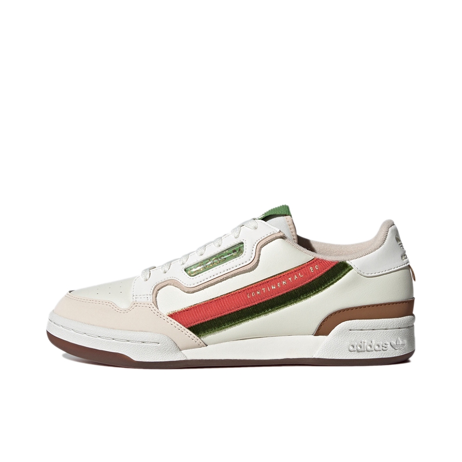 推荐商品：adidas Originals Continental 80 运动休闲鞋 板鞋 经典复古防滑耐磨防水舒适 米色/红色/绿色