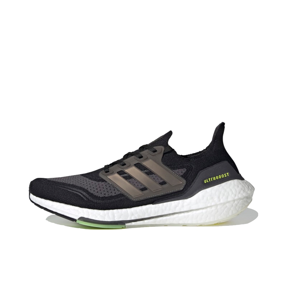 推荐商品：adidas UltraBoost 21 跑鞋 经典透气缓震织物防滑支撑防水马拉松抗扭转回弹圆头 Black Solar 黑色/金属银/太阳黄