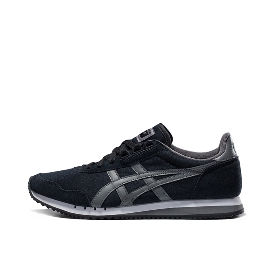 推荐商品：Onitsuka Tiger 鬼冢虎 Dualio 运动休闲鞋 防滑耐磨厚底轻便舒适复古潮流织物合成革 Black/Grey 深灰/浅灰