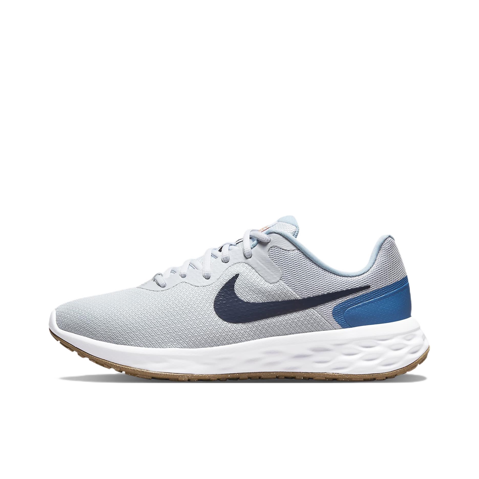 推荐商品：Nike Revolution 6 跑鞋 减震网面透气回弹圆头 白色/蓝色