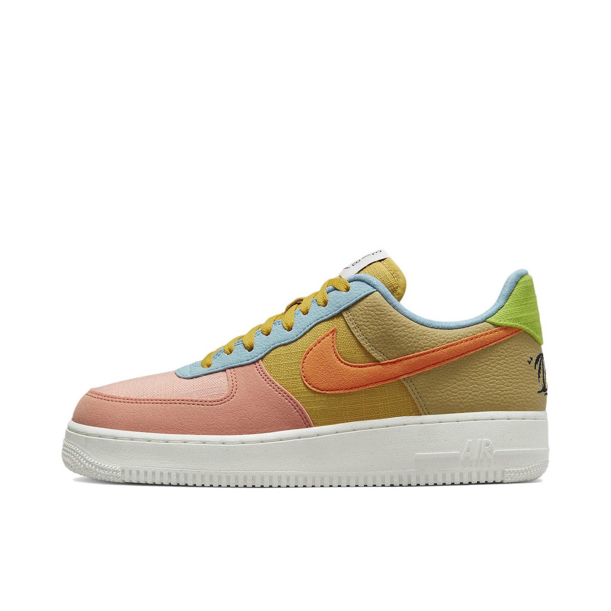 推荐商品：Nike Air Force 1 空军一号 板鞋 轻便舒适百搭耐磨防滑复古 Sun Club 麦草绿/北极橙/旧蓝