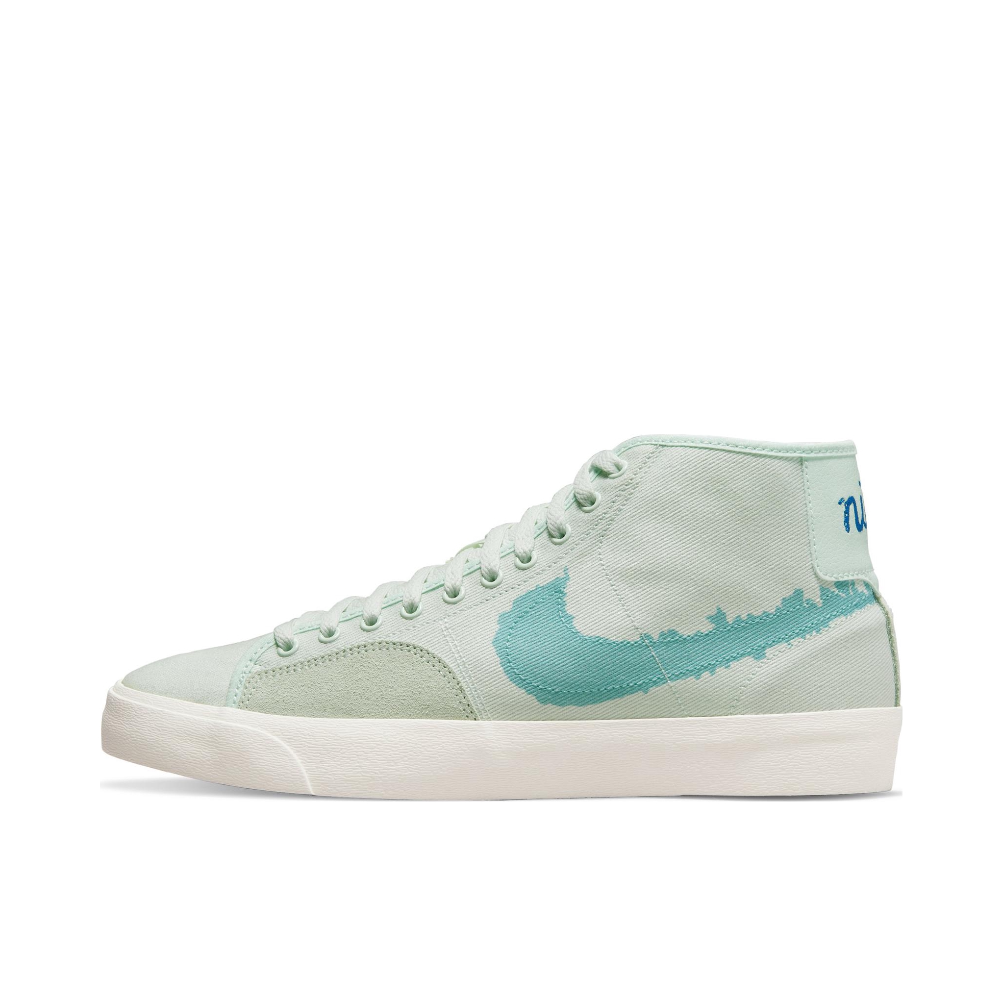 推荐商品：Nike SB Blazer Court 休闲 防滑耐磨 舒适透气 轻便 板鞋 中帮/浅绿/蓝色