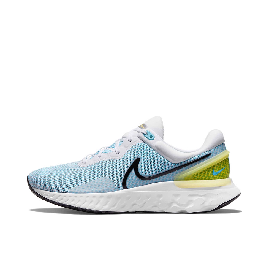 推荐商品：Nike React Miler 3 跑鞋 缓震防滑耐磨轻便透气织物支撑 白色/氯蓝