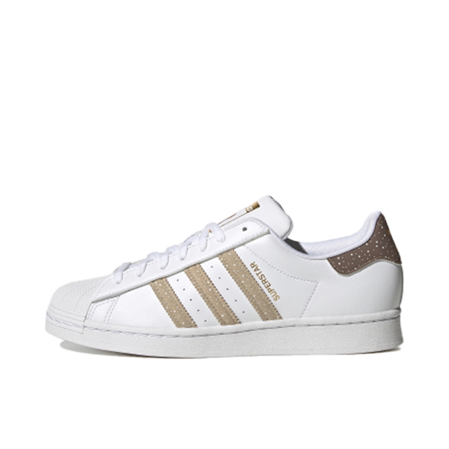 推荐商品：【宋雨琦同款】 adidas Originals Superstar 板鞋 轻便贝壳头薄底舒适百搭耐磨复古 白色/褐色/白红金色