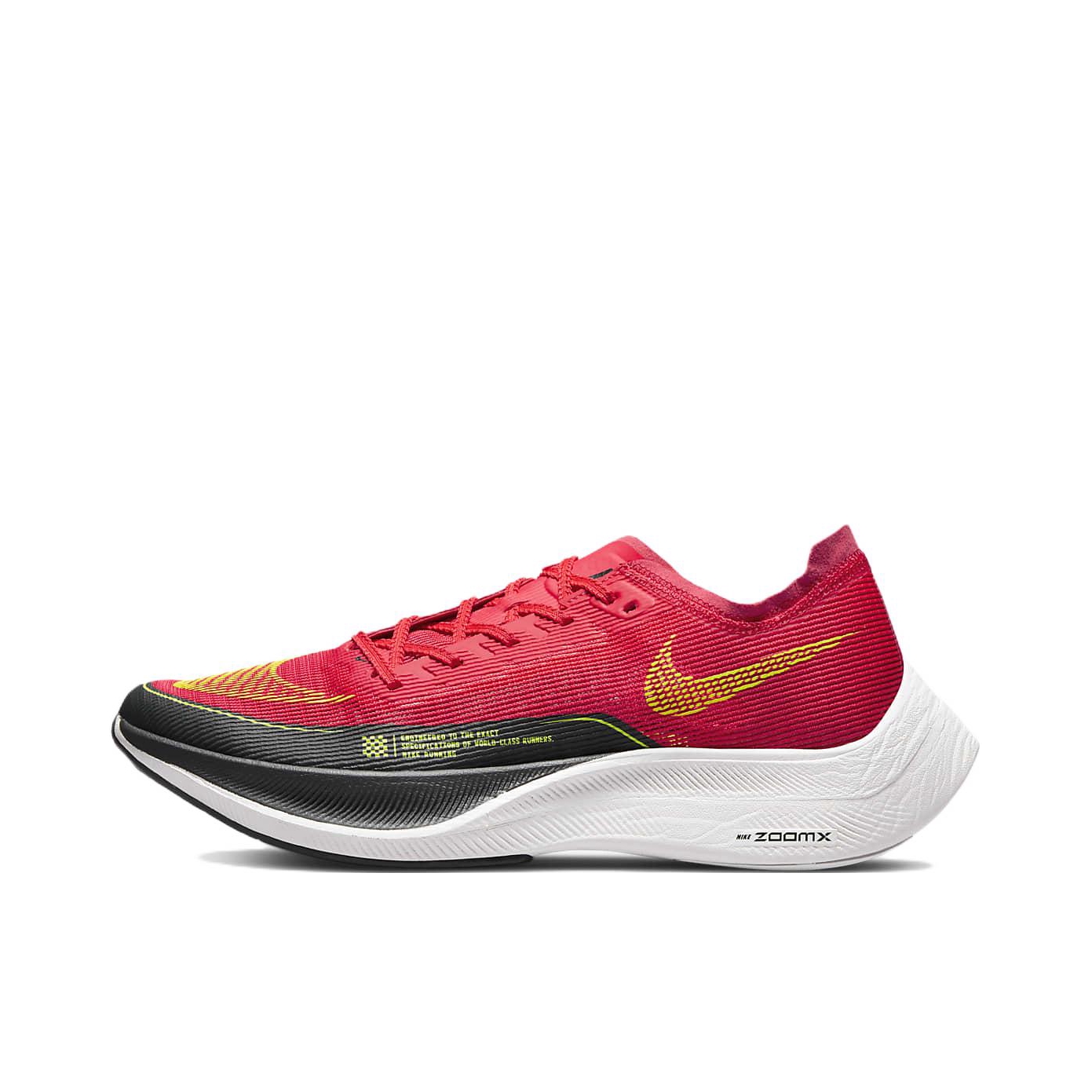 推荐商品：Nike ZoomX VaporFly NEXT% 2 跑鞋 全掌碳板舒适支撑防滑耐磨减震透气织物泡棉包裹性回弹长跑 红色/黑色