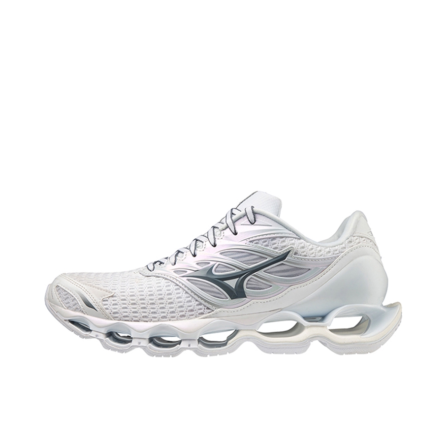 推荐商品：Mizuno/美津浓 Wave Prophecy 11 防滑耐磨 缓震回弹 舒适透气 轻便 织物 潮流休闲 跑鞋 白色/金属灰