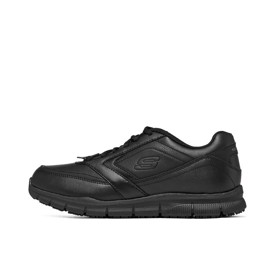 推荐商品：Skechers/斯凯奇 Nampa 防滑耐磨 舒适轻便 缓震软底 商务百搭 一脚蹬 休闲鞋 77157 黑