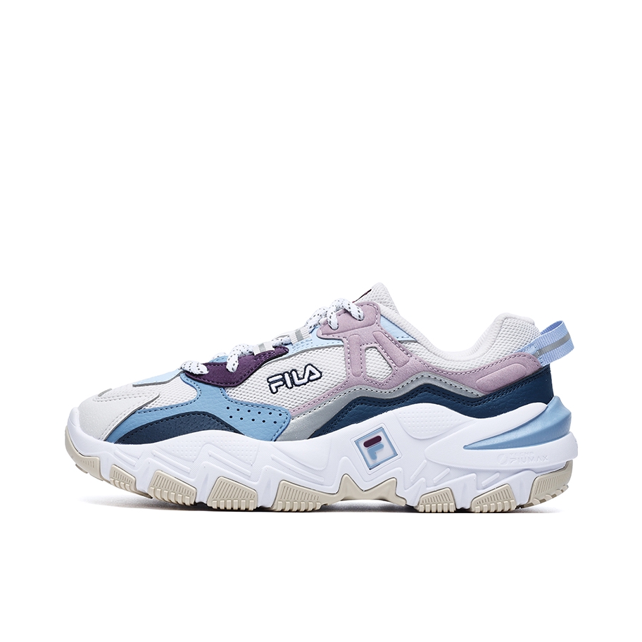 推荐商品：FILA/斐乐 Ravagement 掠夺者 运动休闲鞋 缓震复古增高慢跑 雨雾灰/羊绒蓝