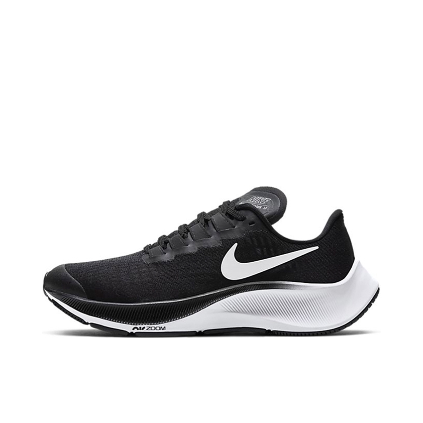 推荐商品：Nike Air Zoom Pegasus 37 飞马 跑鞋 气垫舒适耐磨轻便透气织物缓震减震防滑防水合成革圆头 GS/黑色/白色