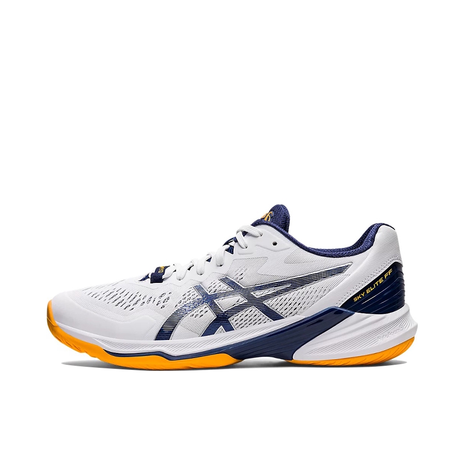 推荐商品：Asics/亚瑟士 Sky Elite FF 2 缓震耐磨 防滑透气 轻量稳定 织物 回弹 排球鞋 白色/蓝色