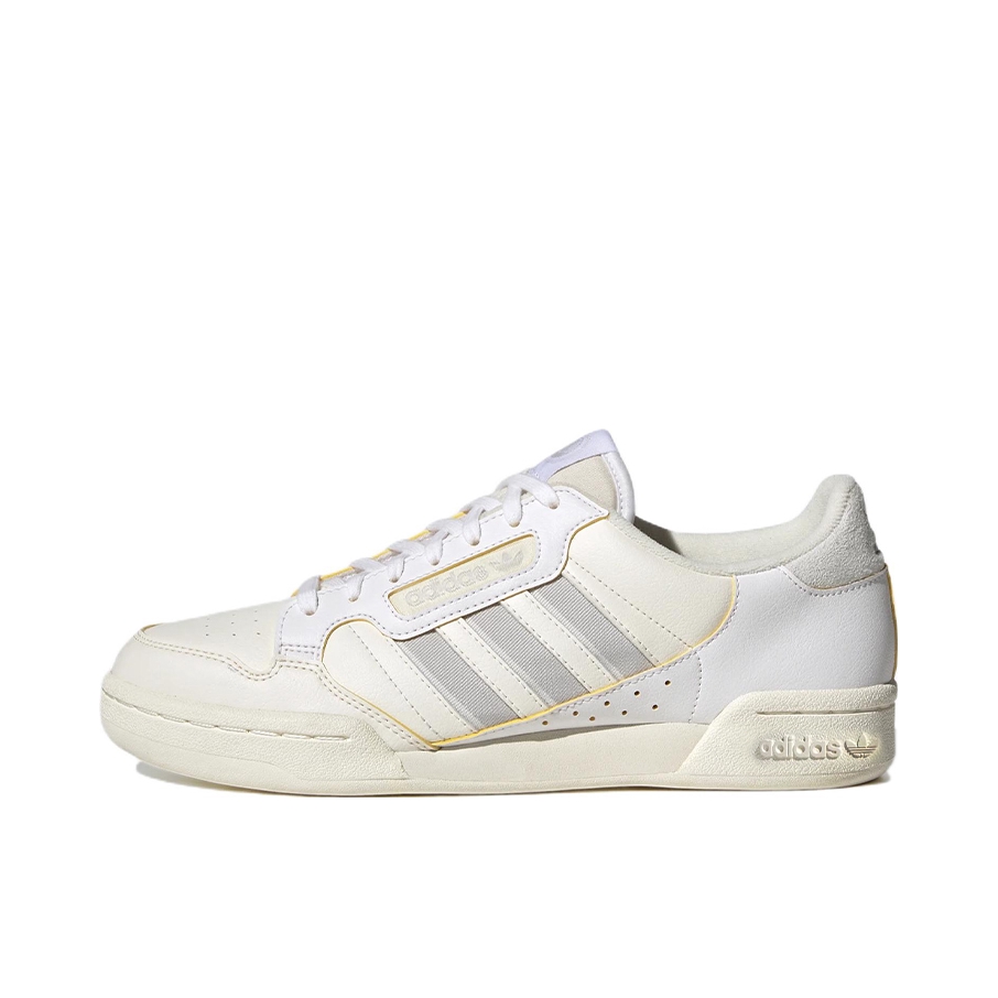 推荐商品：adidas Originals Continental 80 运动休闲鞋 板鞋 经典复古防滑耐磨防水舒适 浅黄色/白色/灰色