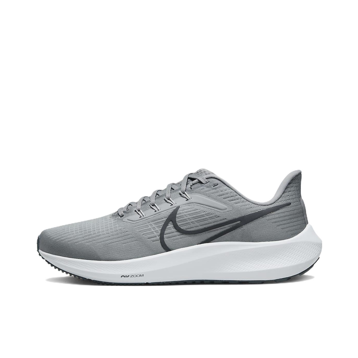 推荐商品：Nike Air Zoom Pegasus 39 跑鞋 缓震轻质网面透气马拉松回弹织物运动圆头包裹性支撑 灰色/白色