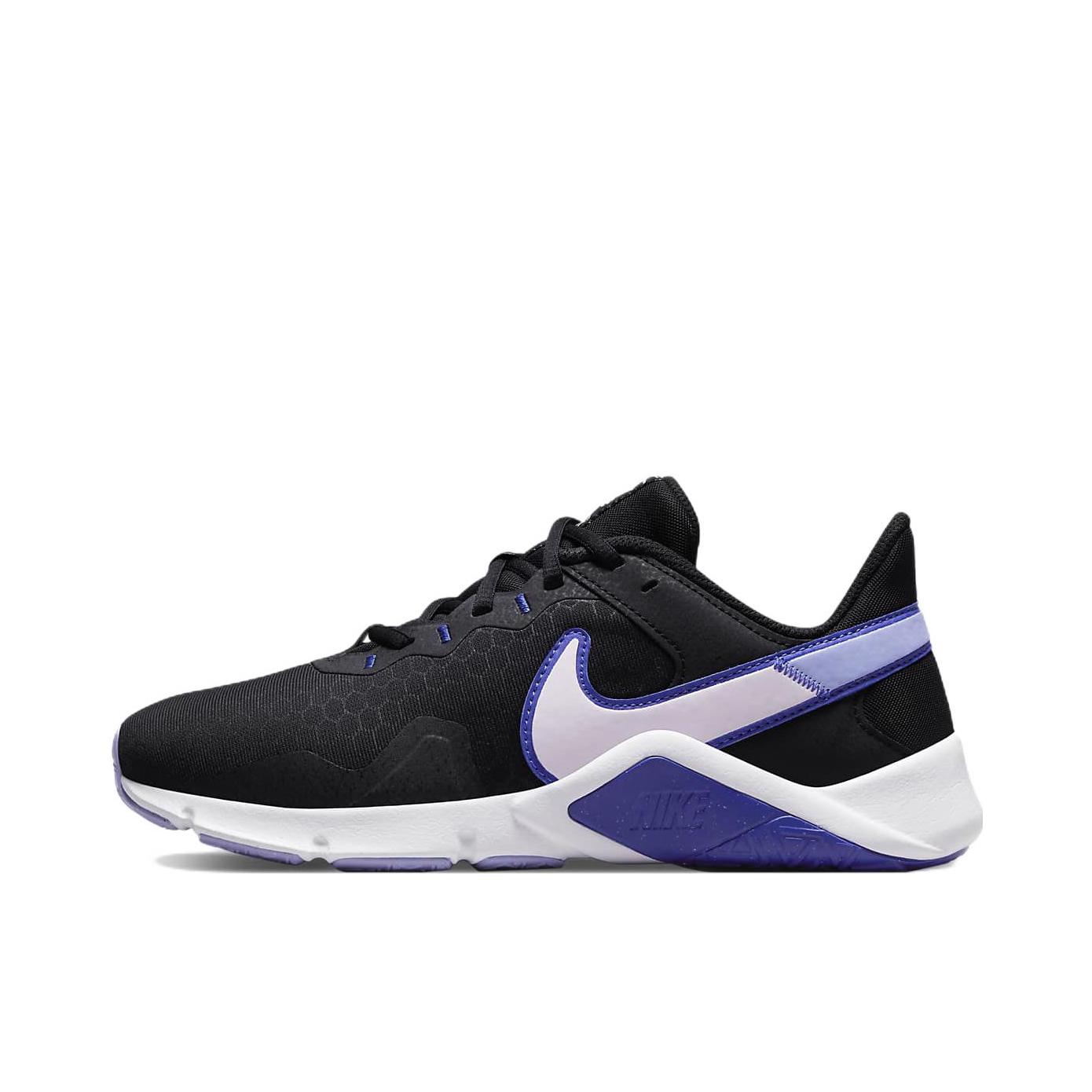 推荐商品：Nike Legend Essential 2 跑鞋 减震防滑耐磨轻便透气织物支撑 黑色/粉紫色/青石蓝色