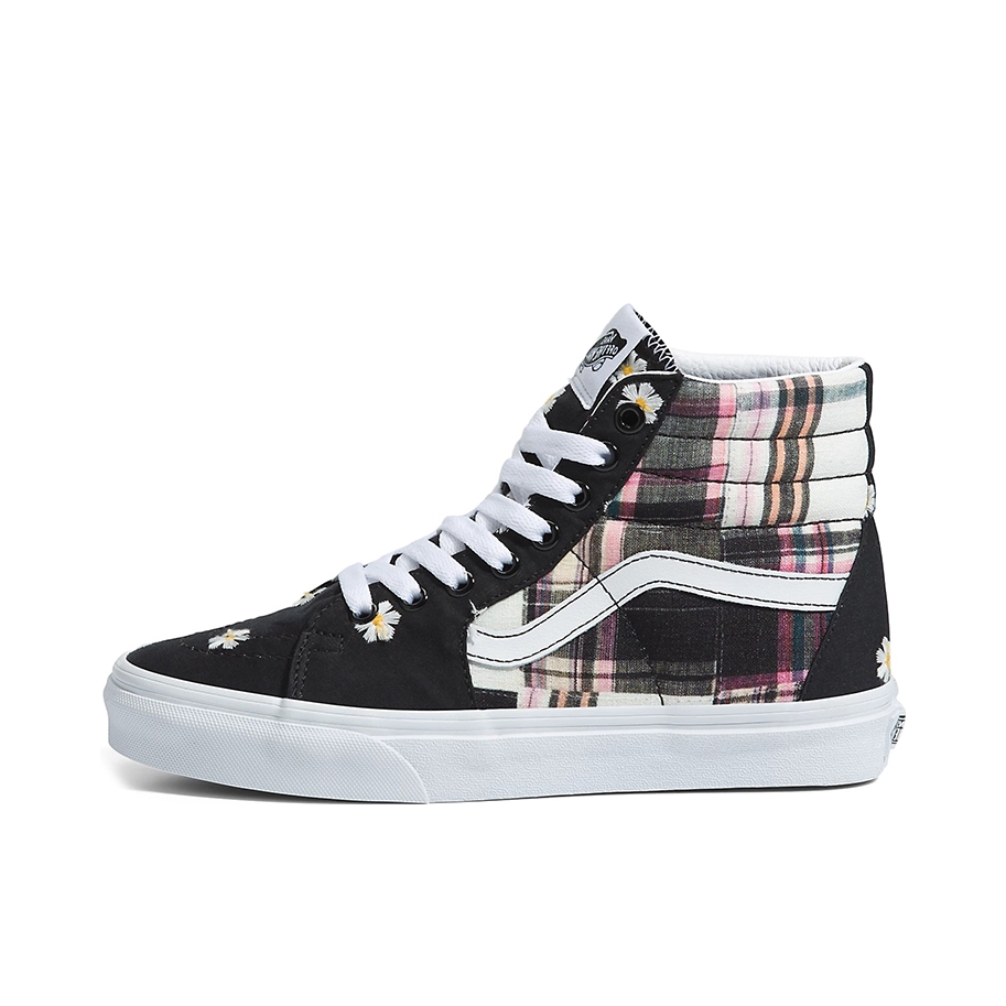 推荐商品：Vans/范斯 SK8-Hi 板鞋 潮流经典拼接复古街头厚底 黑色/花卉/格子拼布