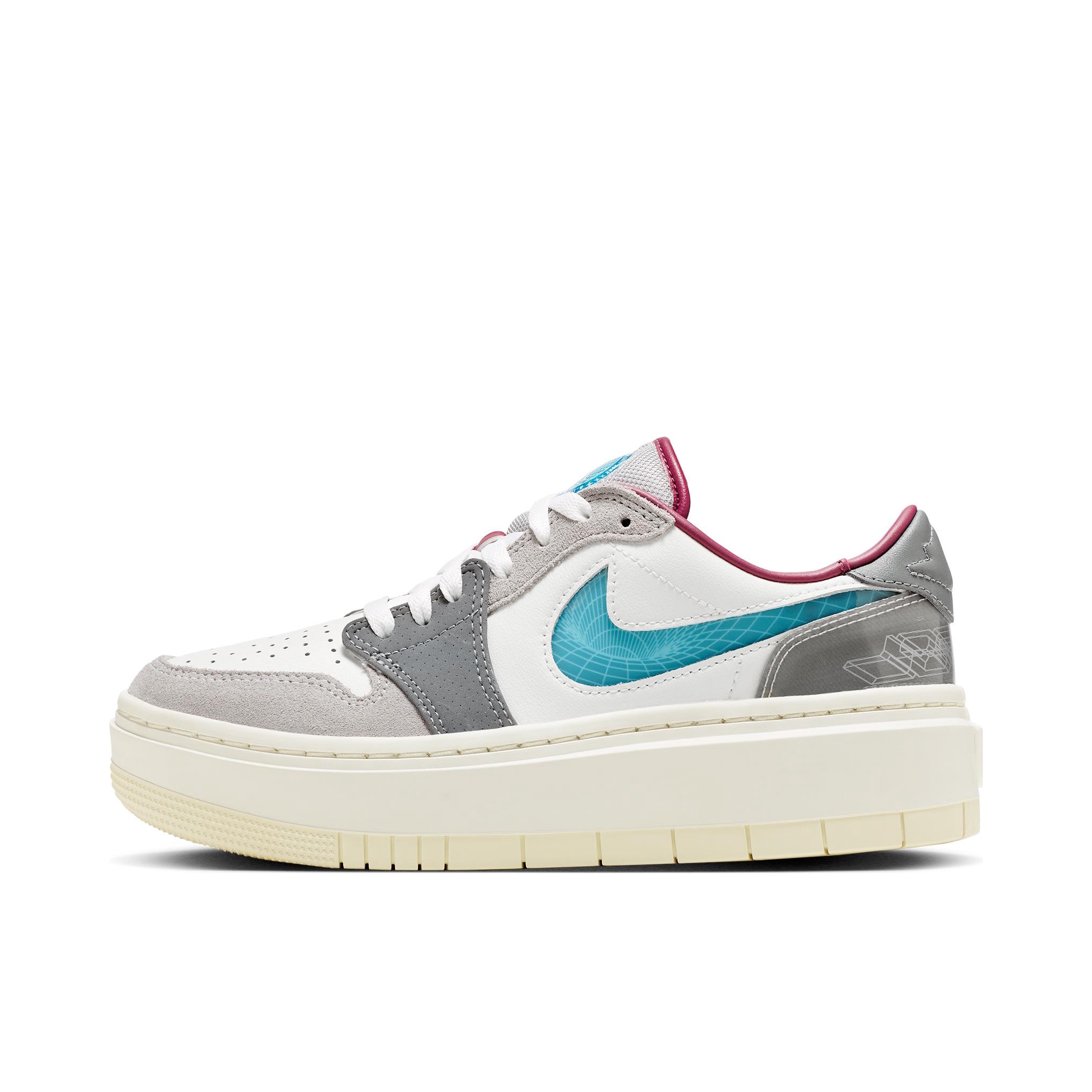 推荐商品：Jordan Air Jordan 1 elevate 板鞋 圆头厚底减震防滑复古增高 低帮/帆白色/椰奶色