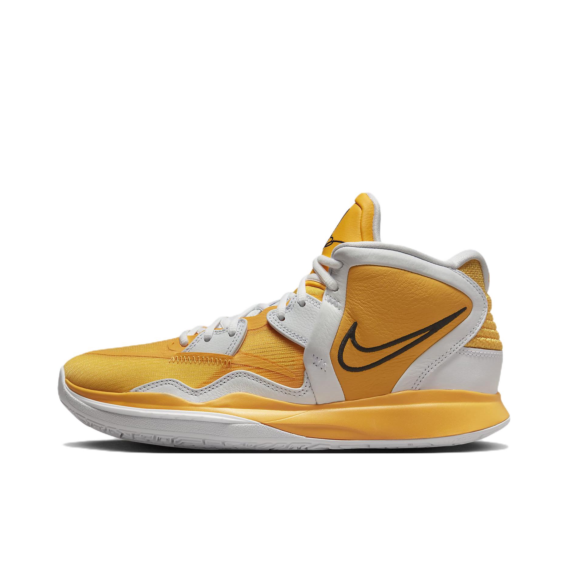 推荐商品：Nike Kyrie 8 infinity 欧文8 防滑耐磨 减震透气 包裹性 实战 织物 合成革 舒适百搭 篮球鞋 黄色/白色