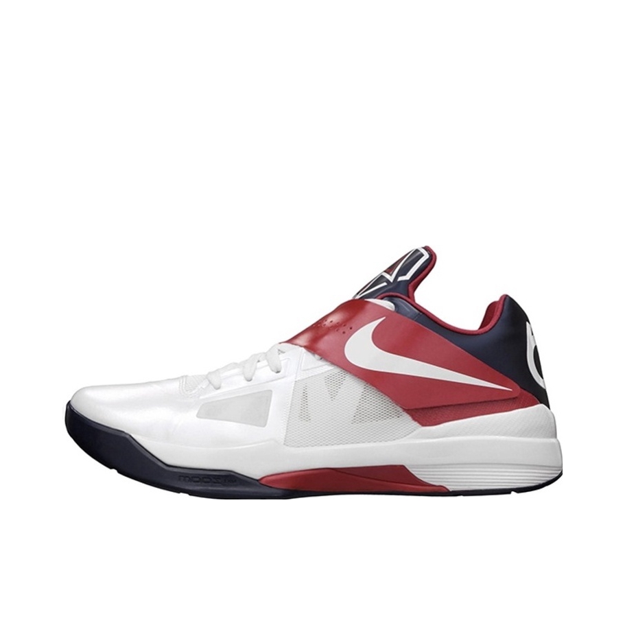 推荐商品：Nike Zoom KD 4 杜兰特 篮球鞋 防滑耐磨圆头缓震回弹织物舒适潮流时尚实战低帮抓地 Olympic 白红