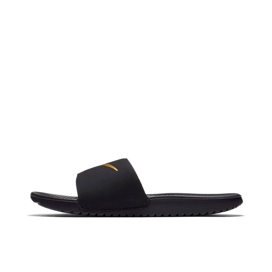 推荐商品：Nike Kawa Slide 防滑耐磨 轻便透气一字 橡胶底 运动 沙滩 拖鞋 金标/黑色