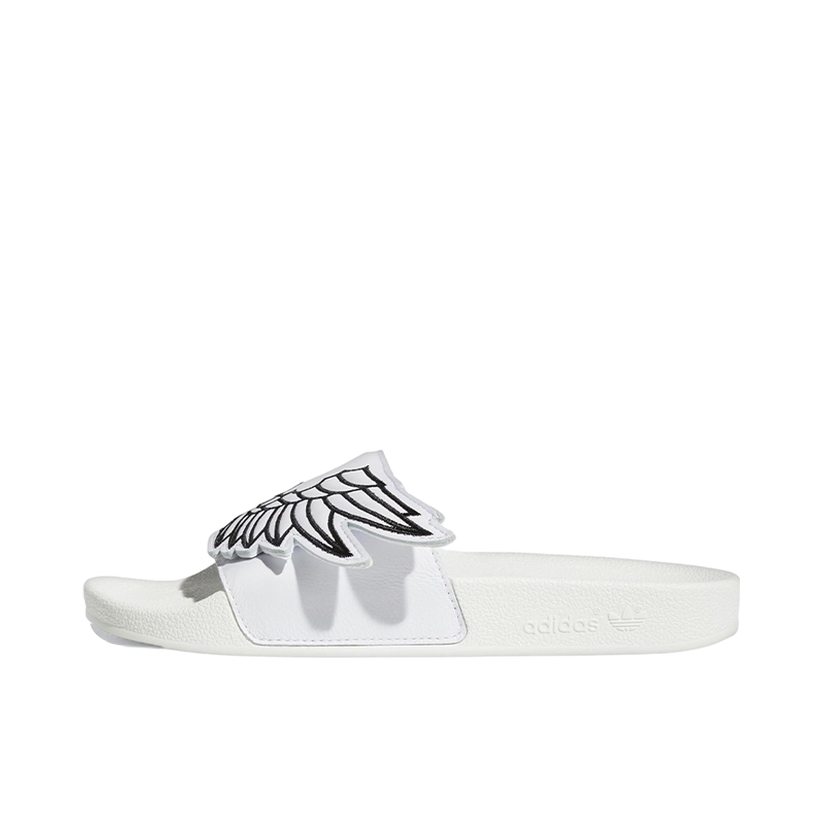 推荐商品：adidas Originals Adilette 一字 潮流时尚 轻便透气 防滑 沙滩 拖鞋 Jeremy Scott联名/白色/黑色