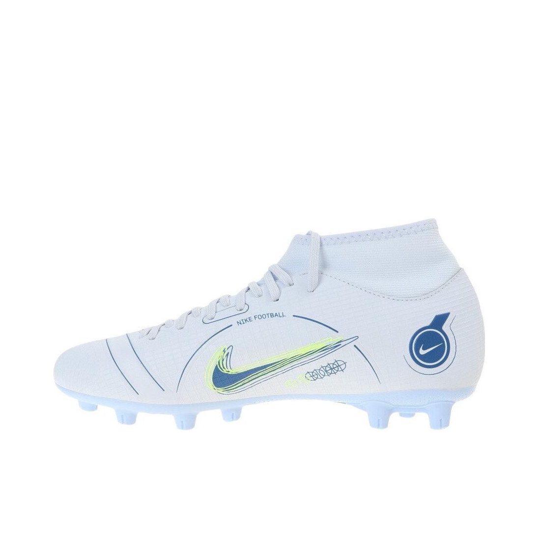 推荐商品：Nike Mercurial Superfly 8 Academy HG 中端 胶质短钉 室外场地 减震防滑耐磨 足球鞋 白色