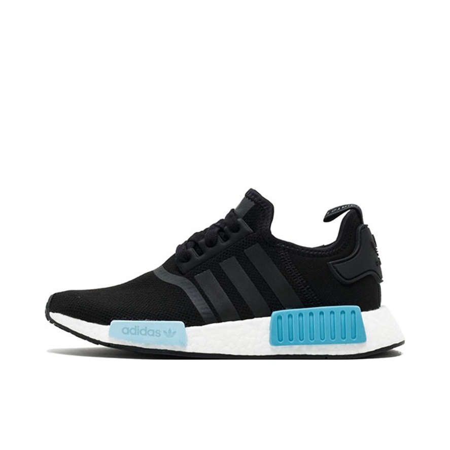 推荐商品：adidas Originals NMD R1 BOOST 织物 轻便透气 缓震 低帮 运动休闲鞋 Icey Blue 黑淡蓝