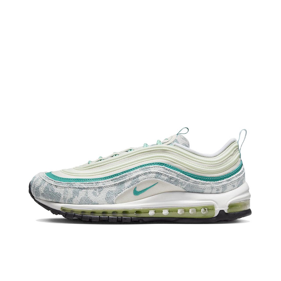 推荐商品：Nike Air Max 97 跑鞋 气垫减震全掌舒适透气防滑耐磨百搭复古织物合成革运动时尚圆头包裹性支撑 白色/草绿