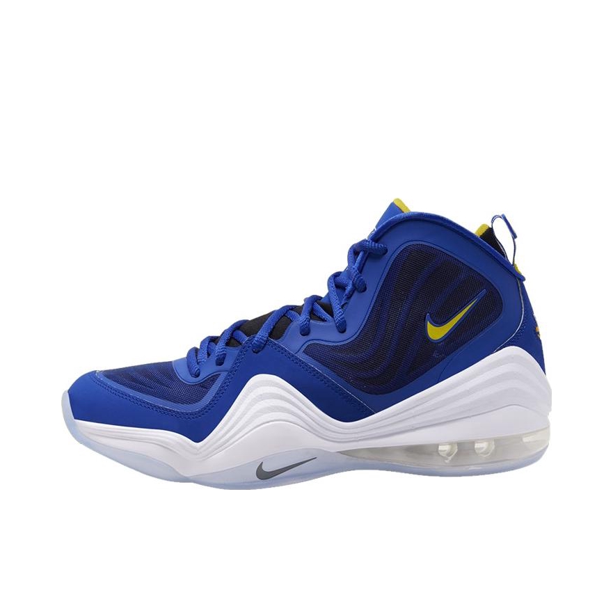 推荐商品：Nike Air Max Penny 5 哈达威 迈阿密海豚 复古百搭 缓震回弹 防滑耐磨 网布 舒适轻便 潮流 篮球鞋 Blue Chips 亮蓝/黄白