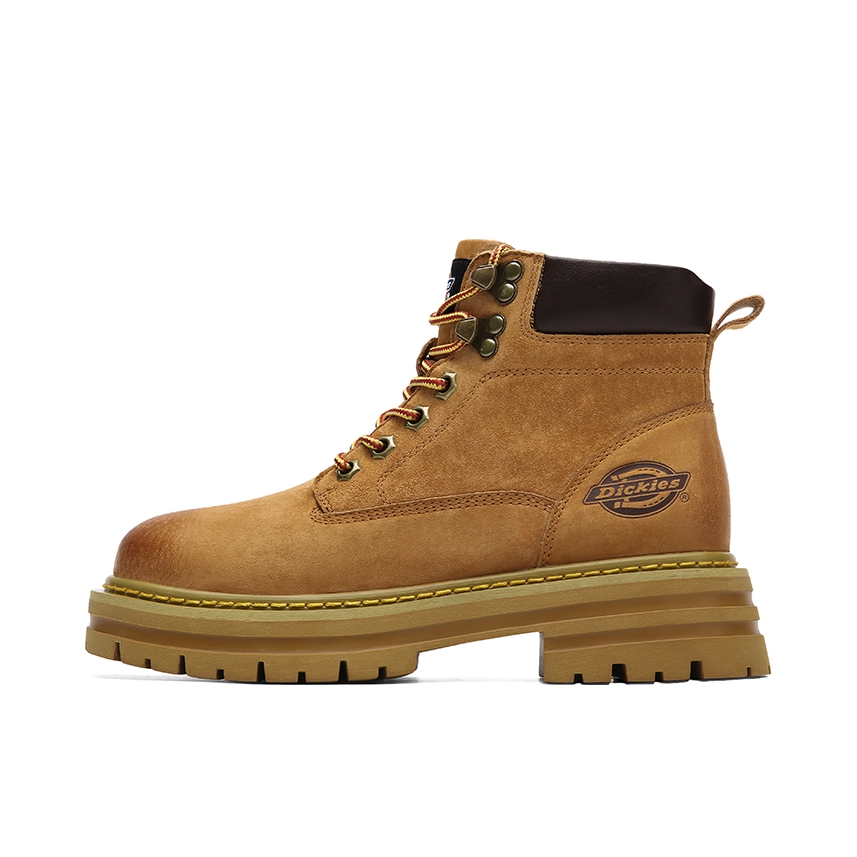 推荐商品：Dickies  拼接复古 耐磨短筒 增高厚底 美式 真皮  工装靴 马丁靴  224M50LXS70 加绒/黄色