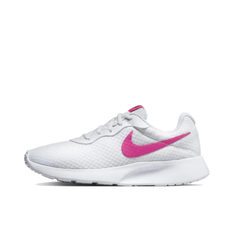 推荐商品：Nike Tanjun 跑鞋 舒适轻便网面透气缓震耐磨复古百搭慢跑低帮圆头 纯白色/粉色