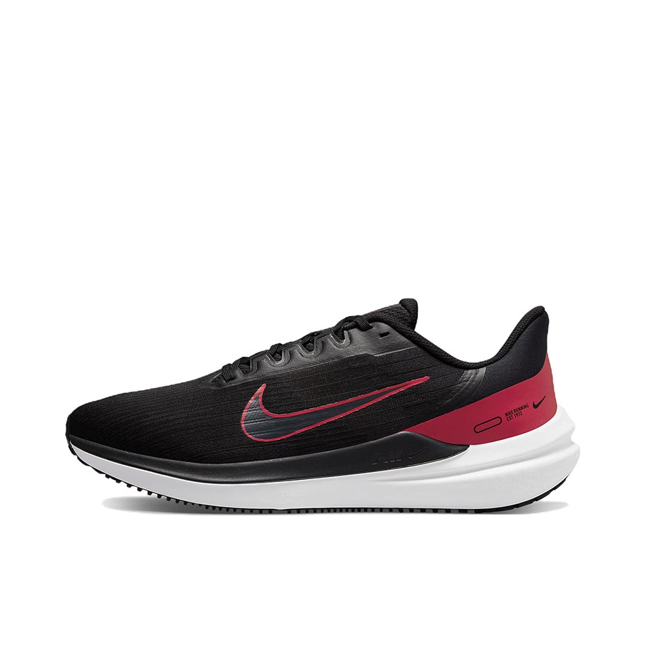 推荐商品：Nike Air Winflo 9 跑鞋 防滑耐磨轻便缓震网面透气织物有力支撑回弹 黑色/红色