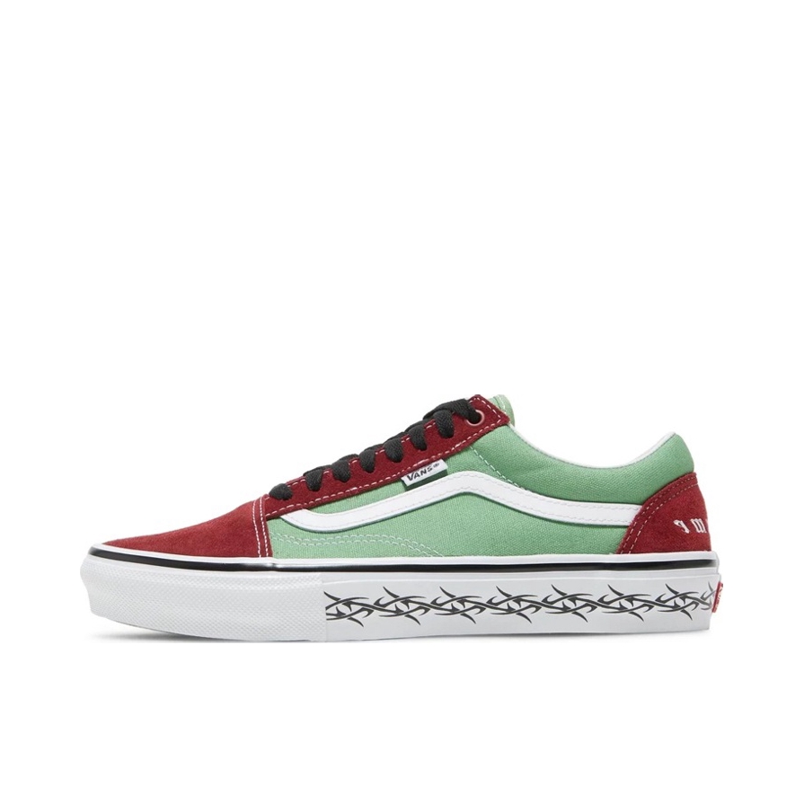 推荐商品：Vans/范斯 Old Skool 滑板鞋 板鞋 轻便防滑复古舒适经典 Supreme联名/绿色/红色