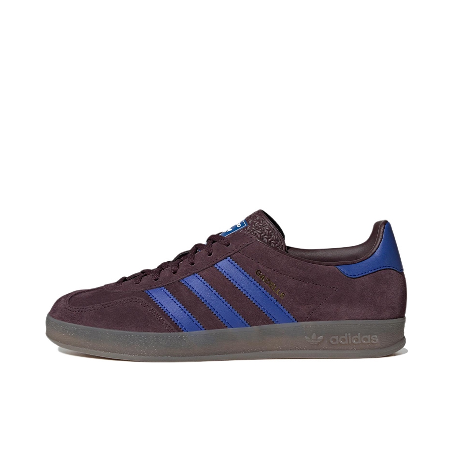 推荐商品：adidas Originals Gazelle Indoor T头鞋 德训鞋 板鞋 舒适缓震防滑耐磨绒面革复古 咖啡色/蓝色