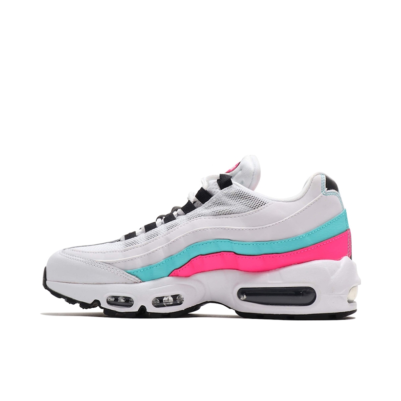 推荐商品：Nike Air Max 95 跑鞋 潮流时尚复古百搭防滑耐磨舒适透气防水气垫织物支撑低帮缓震贴合耐用圆头 South Beach 白黑/蓝红