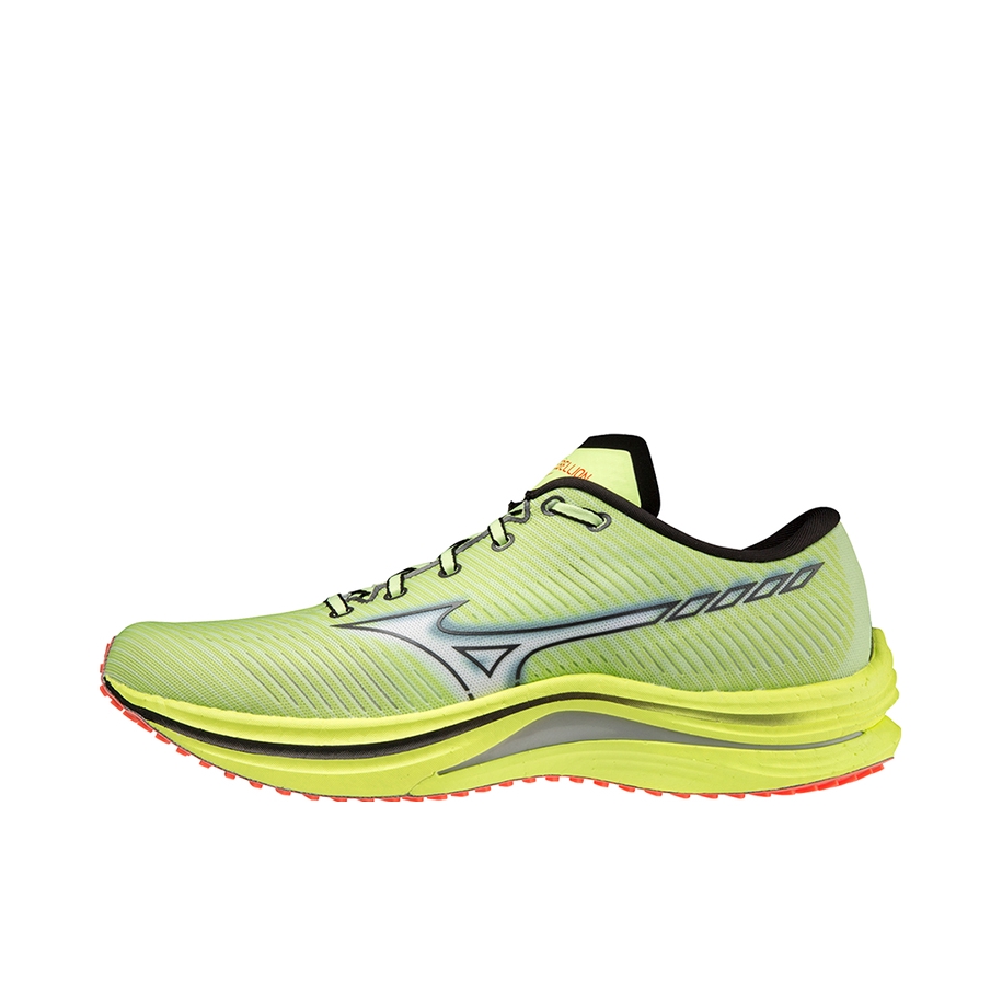 推荐商品：Mizuno/美津浓  Wave Rebellion  轻便防滑 舒适耐磨 缓震 时尚 马拉松 织物 合成革 专业竞赛  跑鞋 黄色/黑色/红色