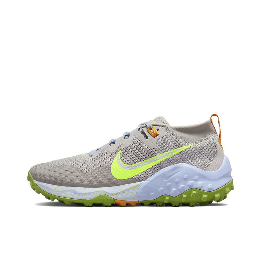 推荐商品：Nike Wildhorse 7 跑鞋 透气户外越野减震回弹防滑耐磨时尚复古织物合成革 灰色/绿色/橙色