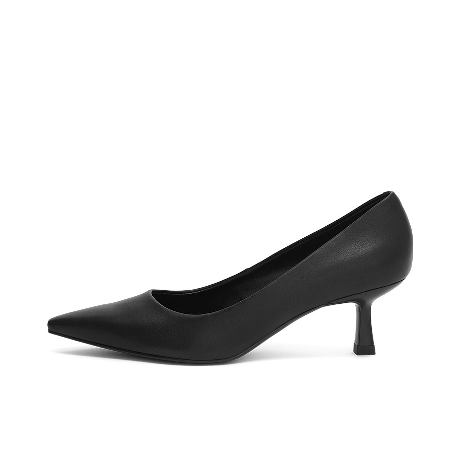 推荐商品：CHARLES＆KEITH 亮面尖头 细跟 纹理 小ck 婚鞋 高跟鞋 CK1-60361352 黑色
