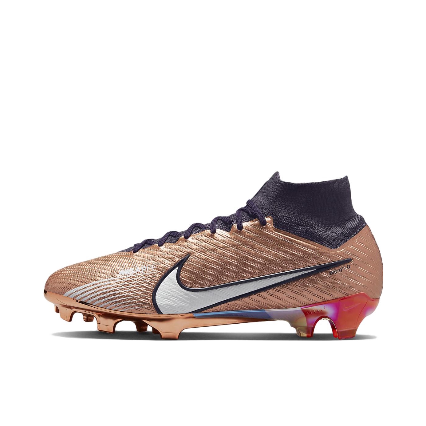 推荐商品：Nike Zoom Mercurial Superfly 9 Elite FG 顶级 胶质长钉 天然草地 圆头飞织防滑轻便 足球鞋 金属铜