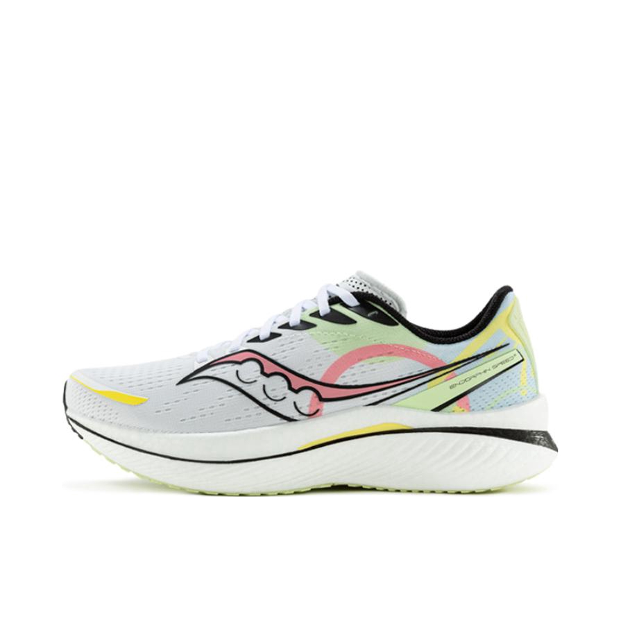 推荐商品：Saucony/索康尼 Endorphin Speed 啡速3 舒适百搭 防滑耐磨 全掌碳板 织物 防水 马拉松 跑鞋 白色/绿色/红色