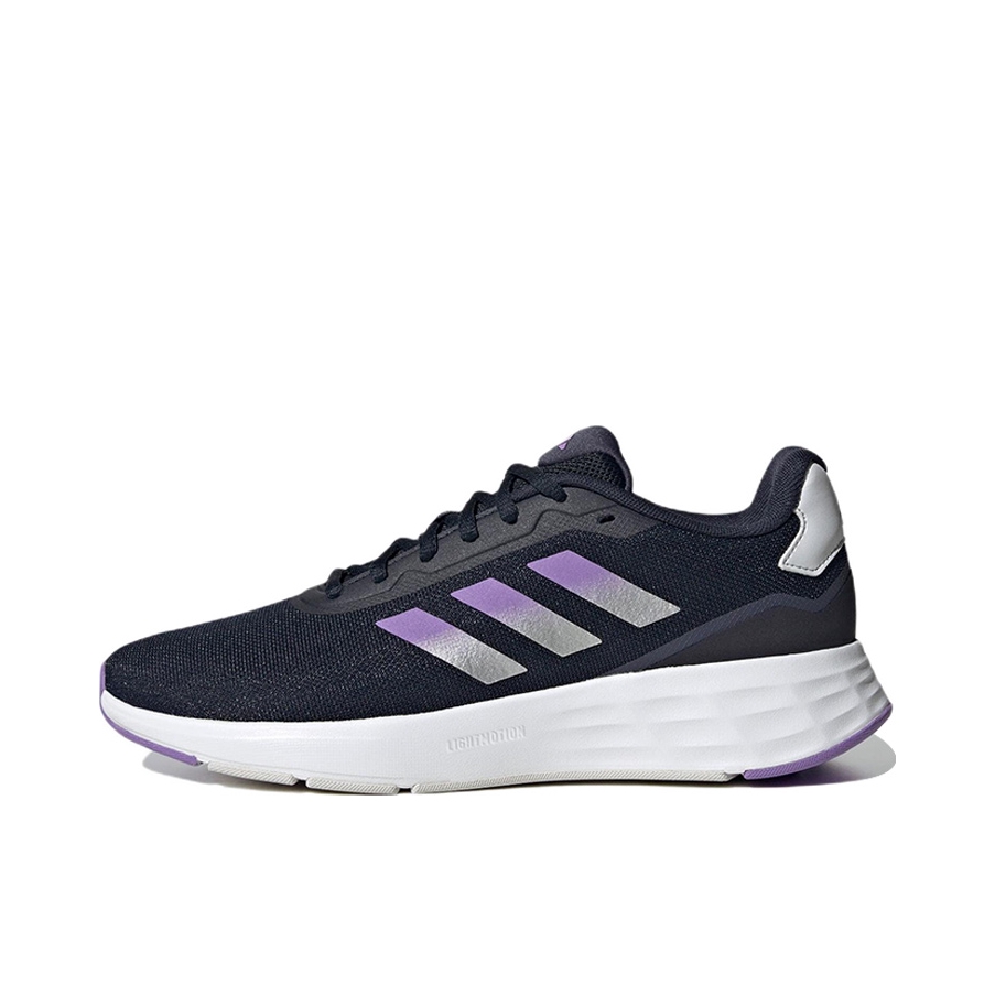 推荐商品：adidas Start Your Run 跑鞋 缓震耐磨网面舒适透气备赛训练 黑/白/紫