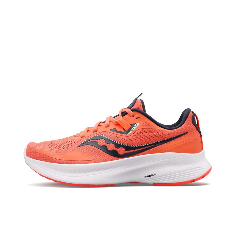 推荐商品：Saucony/索康尼 Guide 向导 15 稳定支撑 缓震回弹 防滑耐磨 轻便透气 跑鞋 橘色/白色/黑色