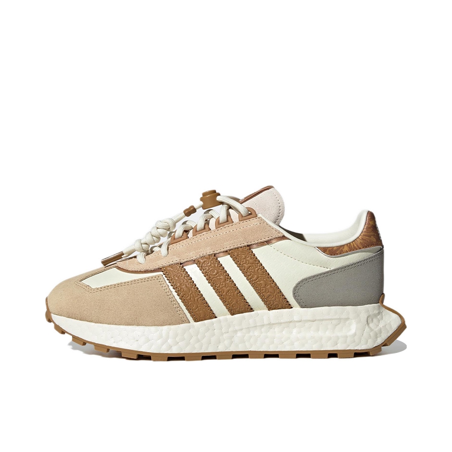 推荐商品：adidas Originals RETROPY E5 跑鞋 缓震透气复古 白色/深棕色/浅灰色