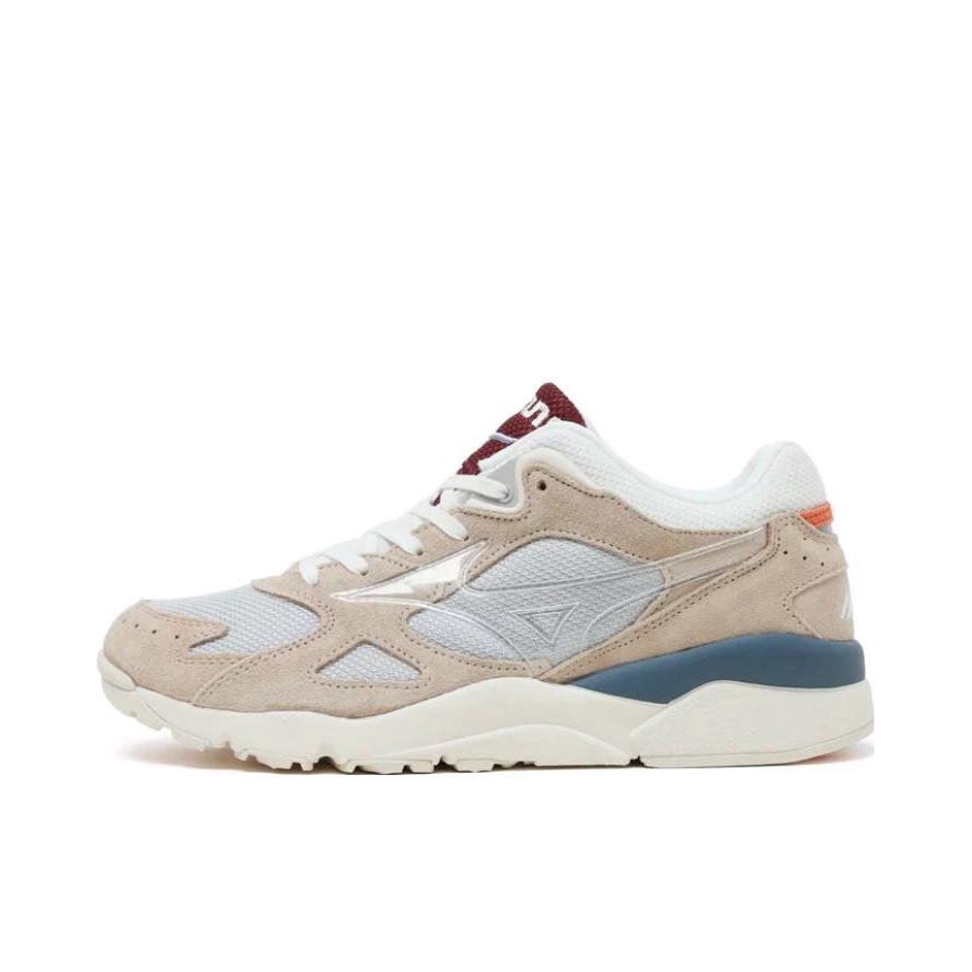 推荐商品：Mizuno/美津浓 Sky Medal 减震 防滑耐磨 轻便透气 复古百搭 跑鞋 米色/蓝色