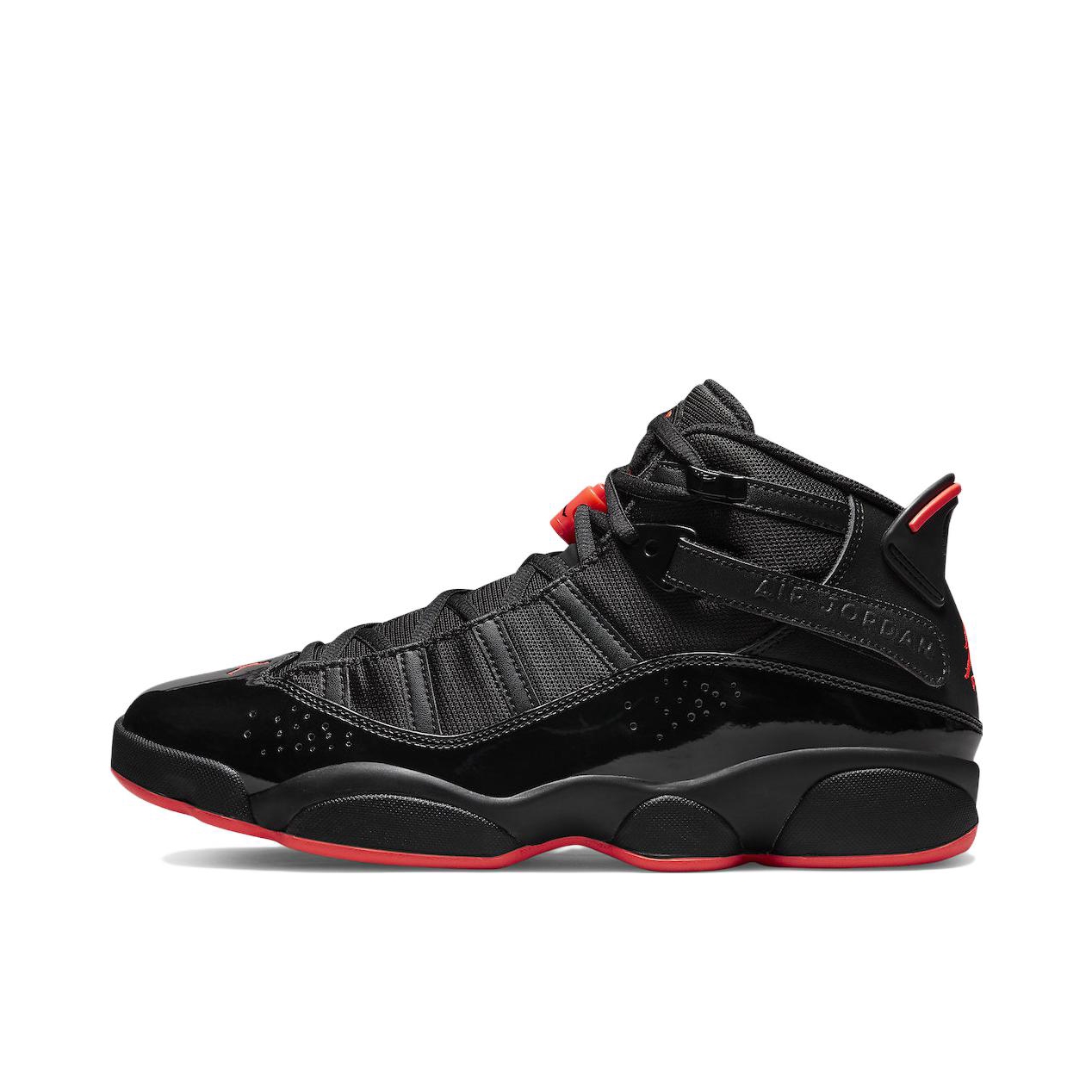 推荐商品：Air Jordan 6 Rings 六冠王 篮球鞋 zoom air缓震透气耐磨复古潮流百搭防滑包裹性 漆皮/黑色/红外线红