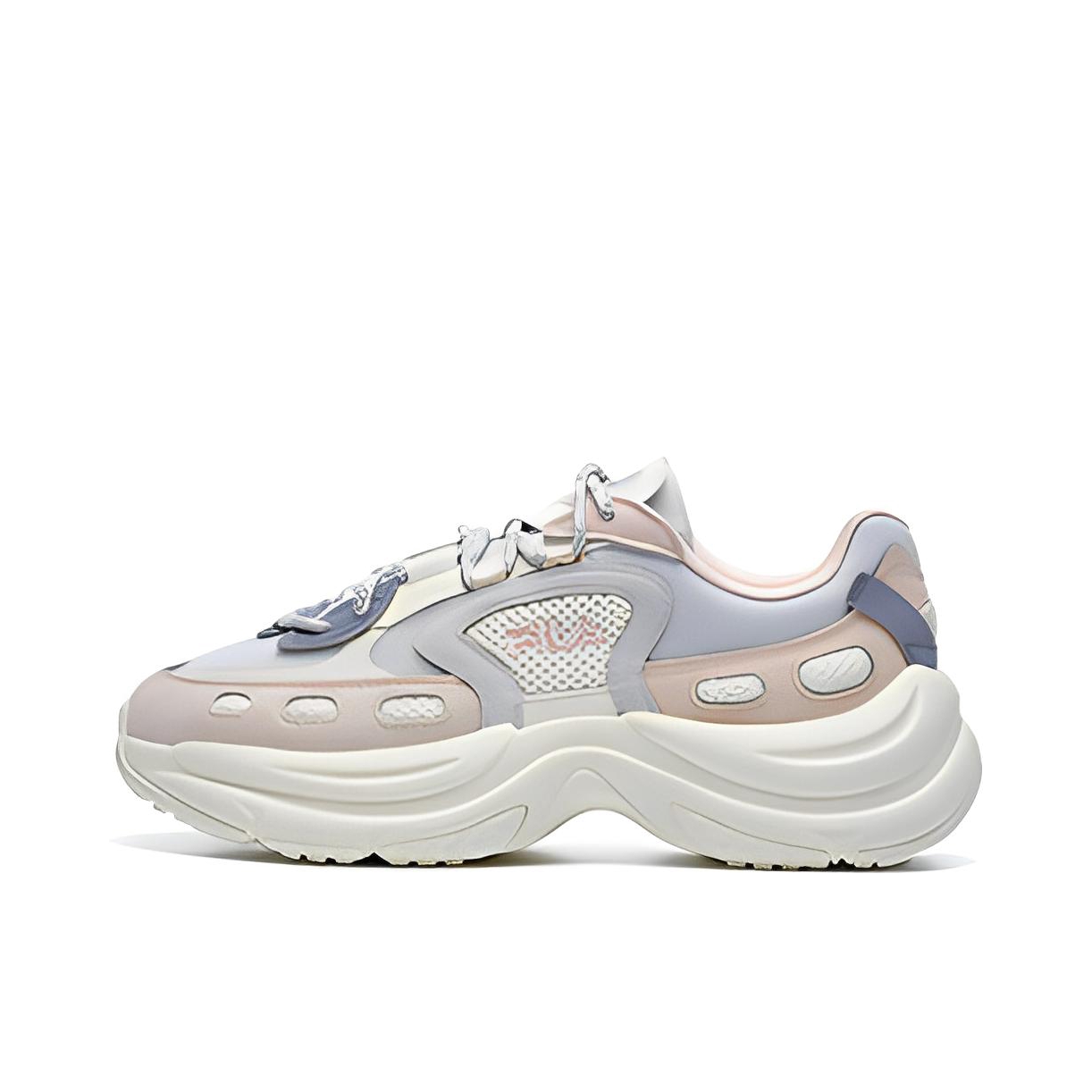 推荐商品：FILA/斐乐 Moderno Arch 矮子乐 防滑耐磨 网面透气 厚底增高 复古百搭 老爹鞋 丁香紫/柔粉色