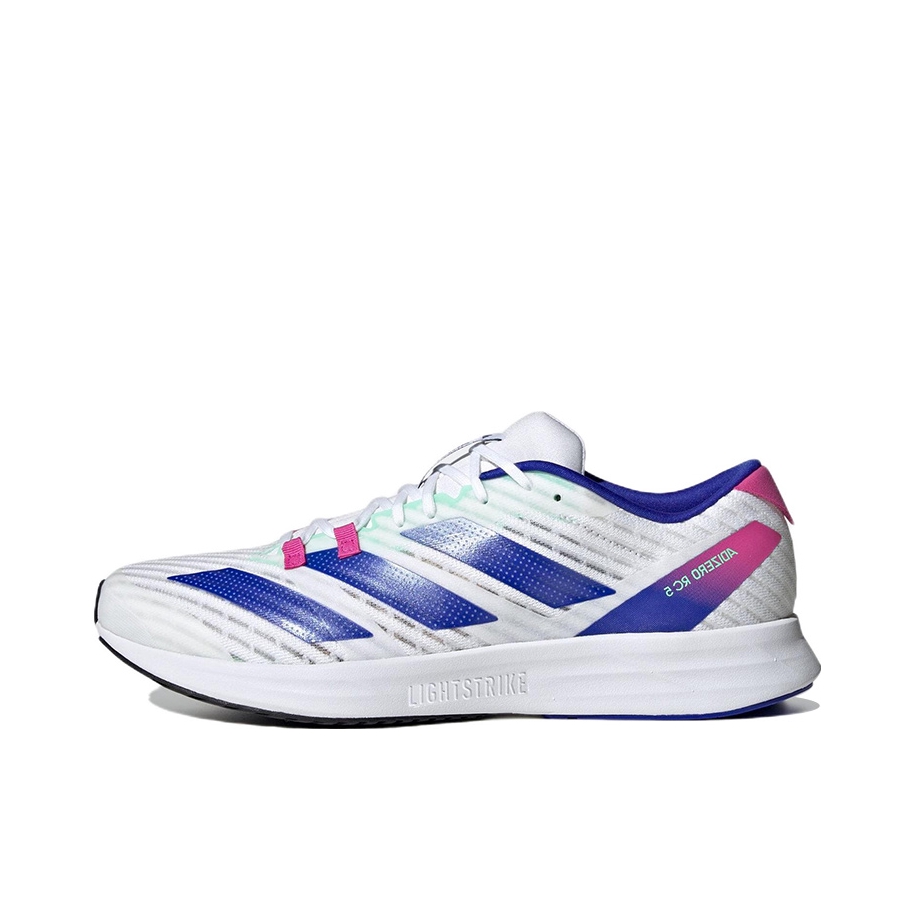 推荐商品：adidas Adizero RC 5 减震 轻便 织物 碳板 网布 跑鞋 白色/蓝色