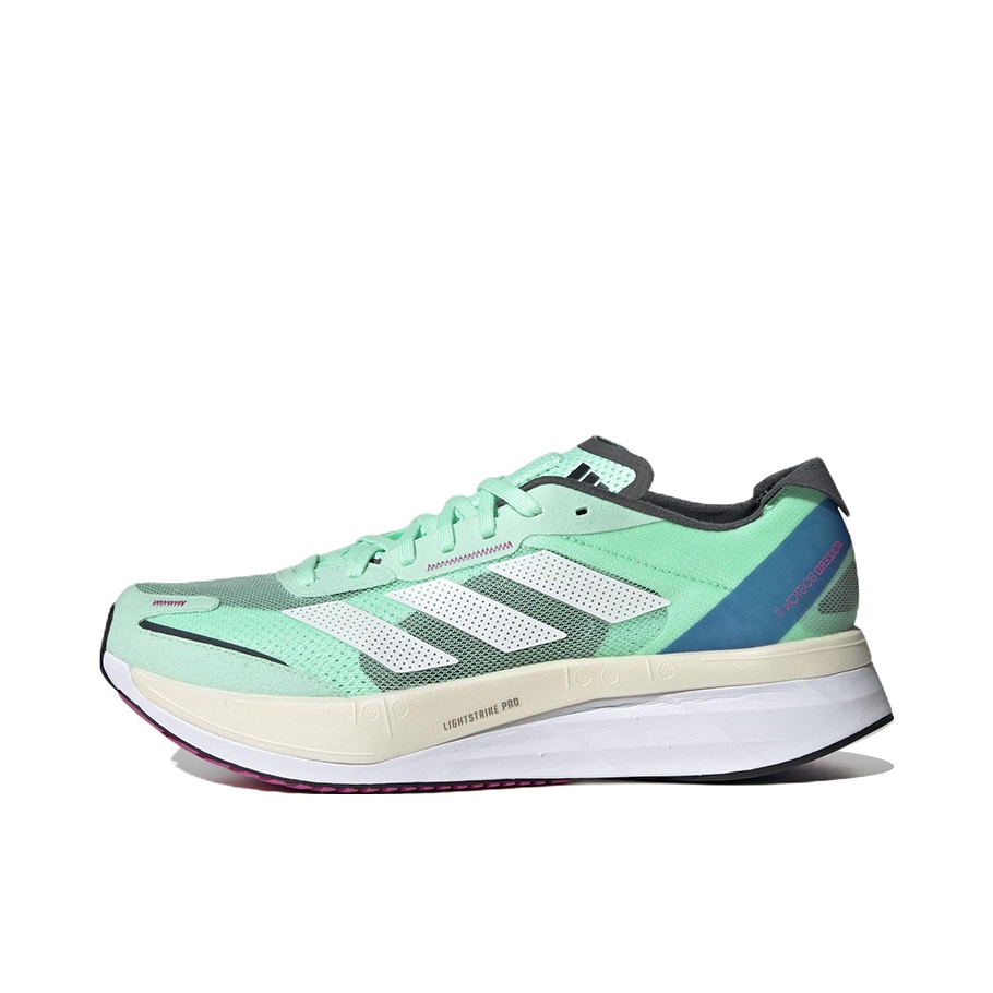 推荐商品：adidas Adizero Boston 11 跑鞋 碳板缓震防滑耐磨玻纤柱马拉松 绿色/白色