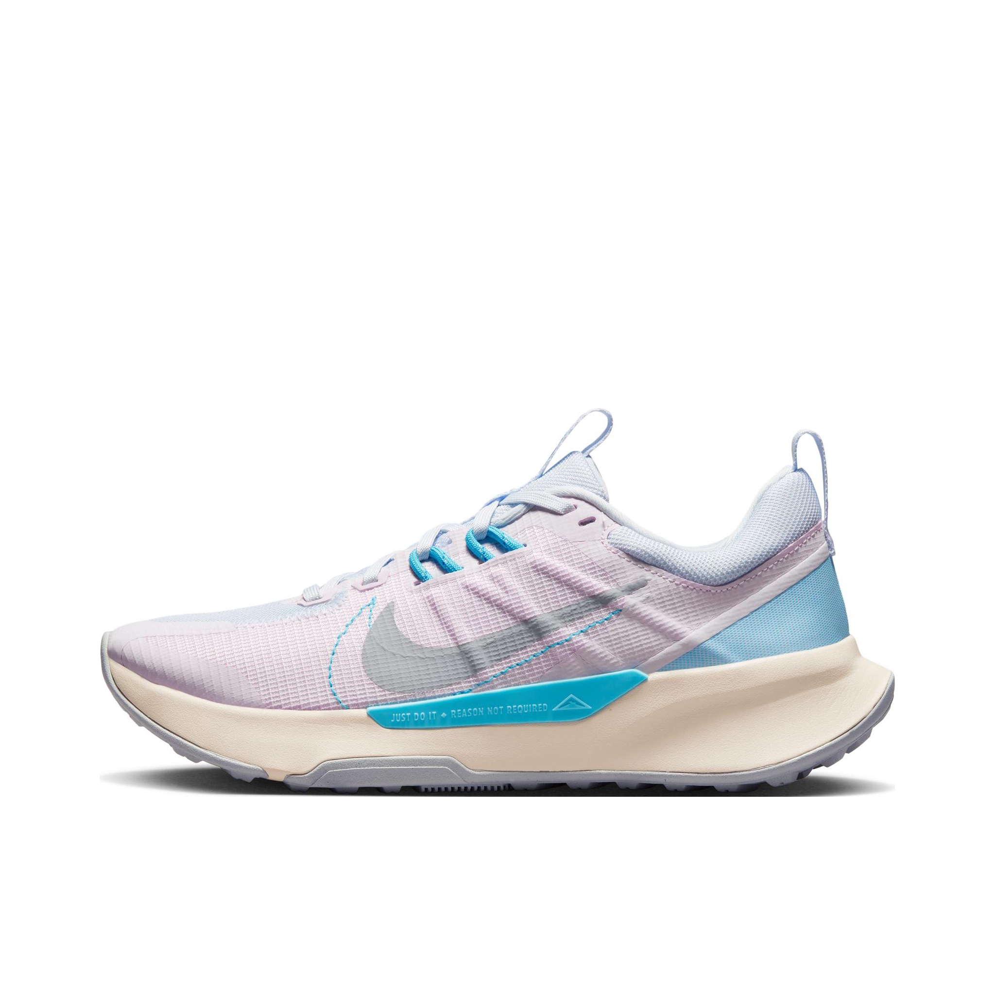 推荐商品：Nike Juniper Trail 2 跑鞋 越野缓震织物运动圆头轻便训练 白色/蓝色