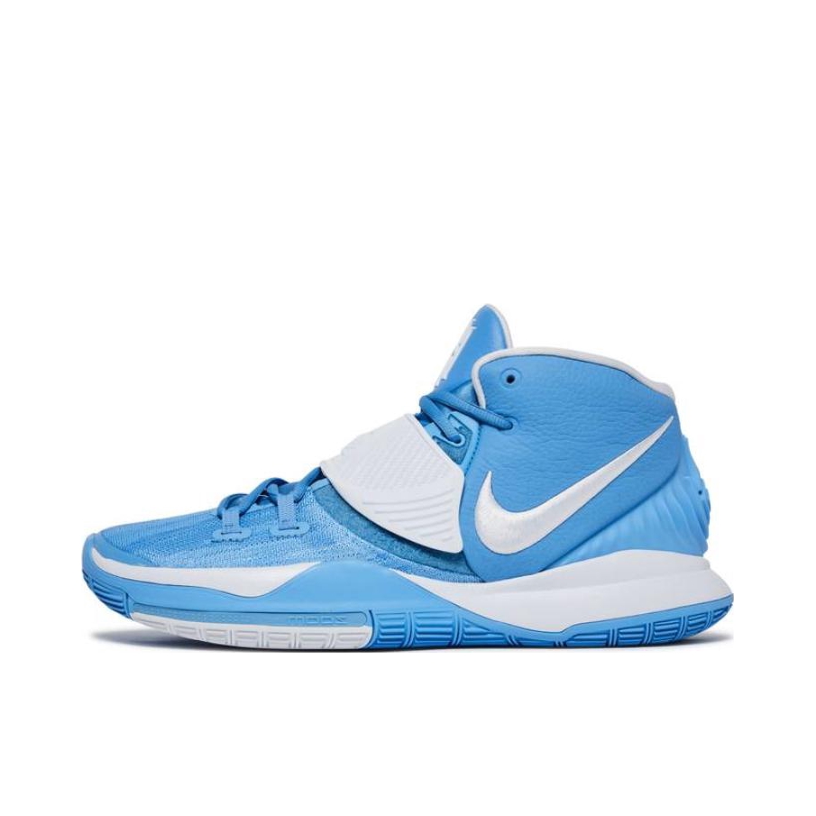 推荐商品：Nike Kyrie 6 欧文6 前掌Zoom 防滑耐磨 缓震抓地 圆头 实战训练 织物 合成革 支撑 篮球鞋 大学蓝/白色
